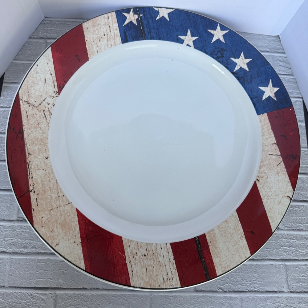Vtg Warren Kimble Colonial Sakura American Flag 12" Dinner Plate 1997